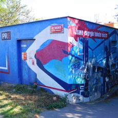 Mural on distribution substation in Nad Turbovou street
