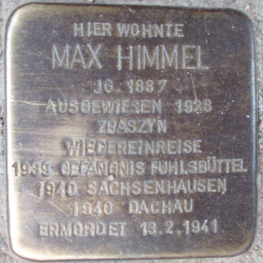 Stolperstein en memoria de Max Himmel