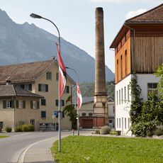 Jenny & Co. factory complex with a warehouse and subsequently relocated suspension tower