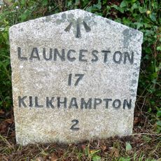 Milestone, opp. drive to Lewdon farm, start of green lane