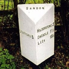 Milepost, Sandon village, close to A51 jct at SJ94642993