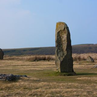 Mitchell's Fold stone circle, standing stone and cairn 280m south west of Mitchell's Fold