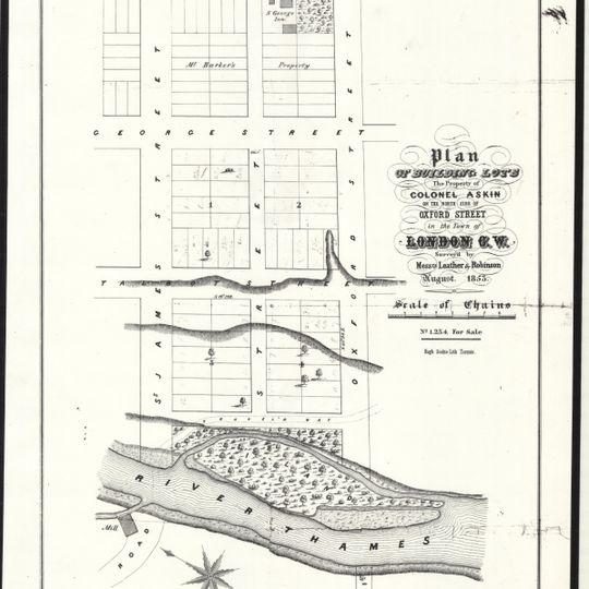 Plan of Building Lots, The Property of Colonel Askin, on the north side of Oxford Street, in the town of London C.W.
