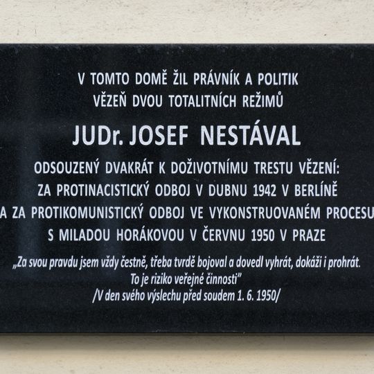 Josef Nestával memorial plaque