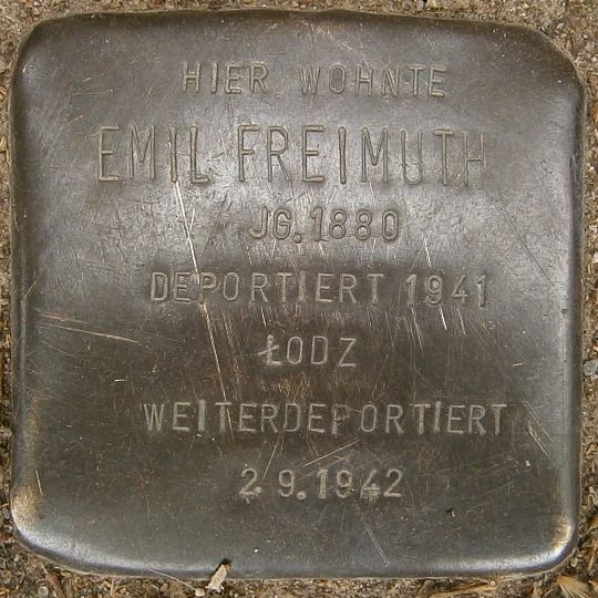 Stolperstein dedicated to Emil Freimuth