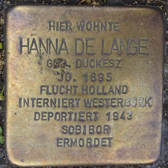 Stolperstein en memoria de Hanna de Lange