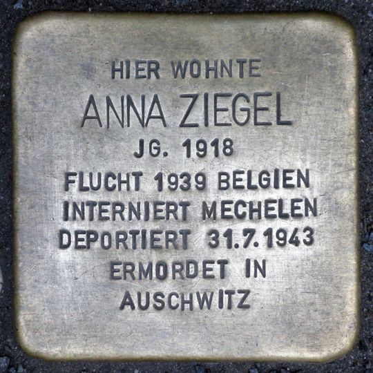 Stolperstein en memoria de Anna Ziegel