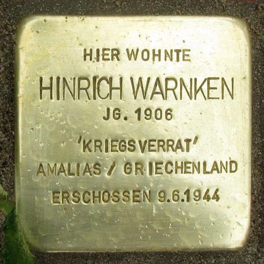 Stolperstein für Hinrich Warnken