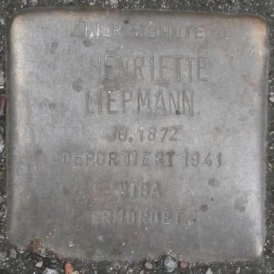 Stolperstein dedicated to Henriette Liepmann