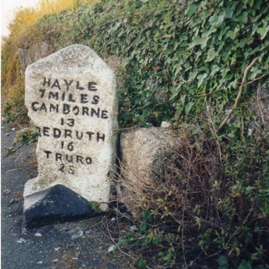 Milestone Standing At The Entrance To The Depot Of Mounts Bay Coaches, At Ngr Sw4851231161