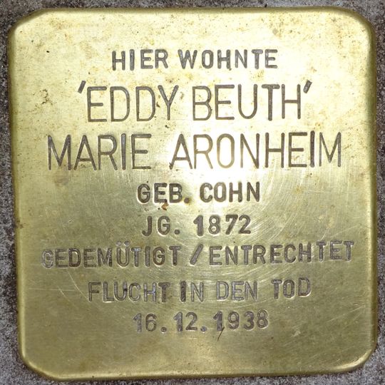 Stolperstein dedicated to ‚Eddy Beuth‘ Marie Aronheim