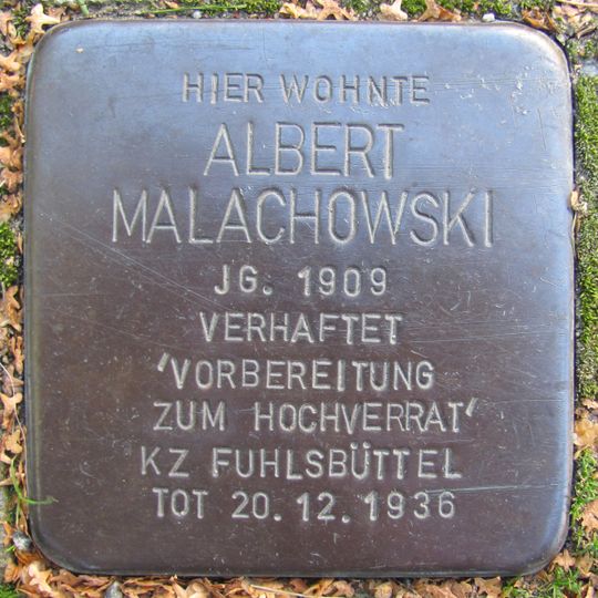 Stolperstein en memoria de Albert Malachowski