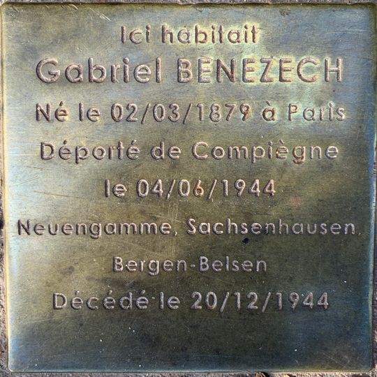 Stolperstein dedicated to Gabriel Benezech