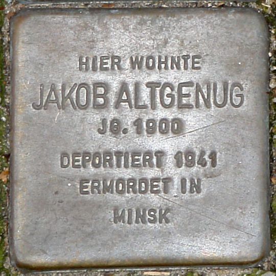 Stolperstein dedicated to Jakob Altgenug