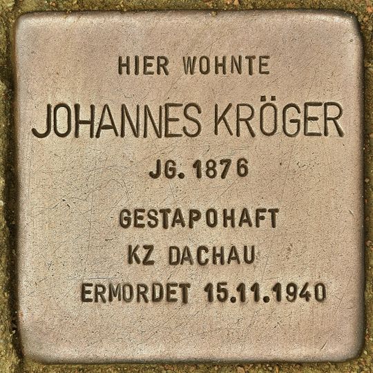 Stolperstein à la mémoire de Johannes Kröger