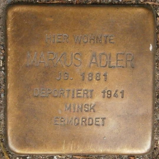 Stolperstein dedicated to Markus Adler