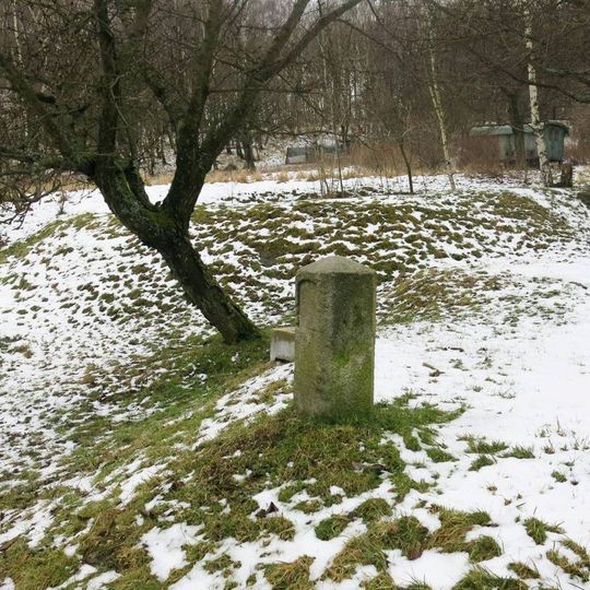 Hraniční kámen u rybníčku v Křižatkách