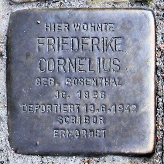 Stolperstein dedicated to Friederike Cornelius