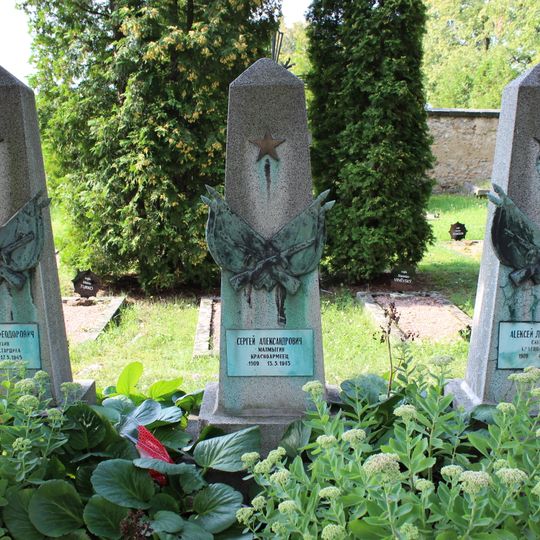 Pomníky padlým rudoarmějcům na hřbitově v Brandýse nad Labem