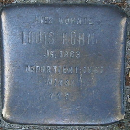 Stolperstein dedicated to Louis Böhm