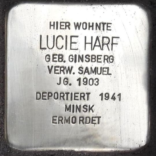 Stolperstein dedicated to Lucie Harf
