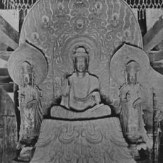 Shakyamuni and two attendants of Golden Hall, Hōryū-ji
