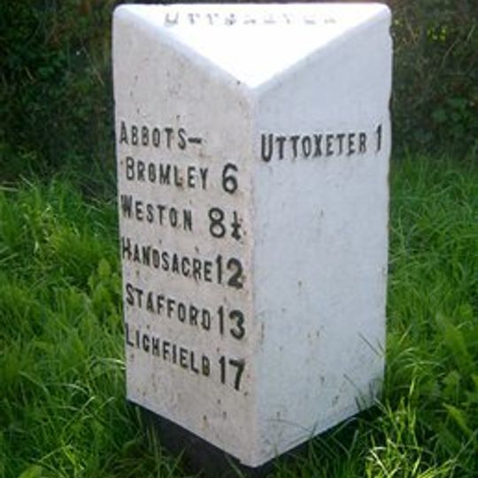 Milepost, by Plough public house, near junction