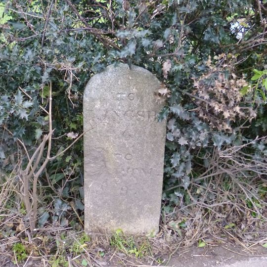Milestone, 50m W of Stokelly Farm Shop turn, before road descends to Torcross