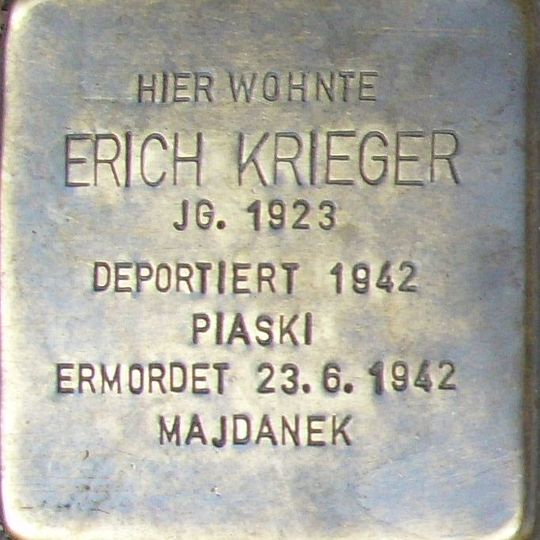 Stolperstein en memoria de Erich Krieger