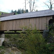 Covered wooden bridge