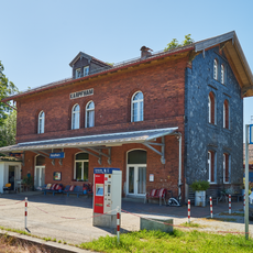 Station building at Karpfham station