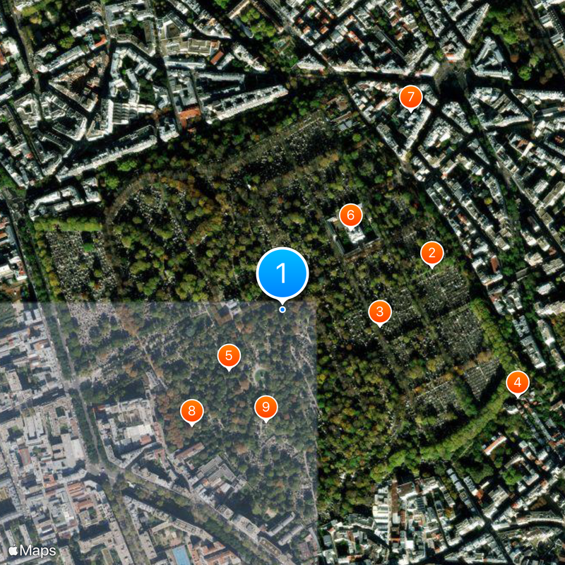 Cemitério do Père-Lachaise Mapa