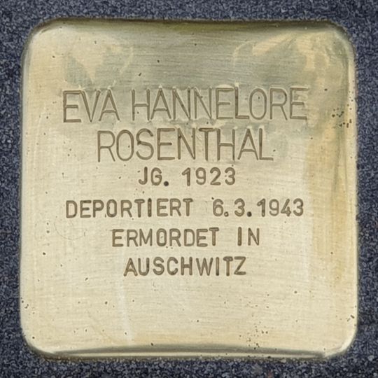 Stolperstein dedicated to Eva Hannelore Rosenthal
