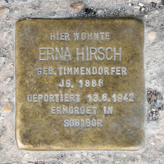 Stolperstein dedicated to Erna Hirsch