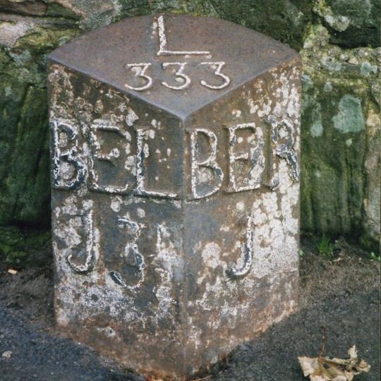 Milepost, Tweedmouth, just N of small traffic island to Sports Centre and Schools