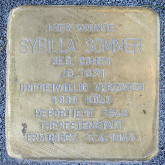 Stolperstein en memoria de Sybilla Sommer