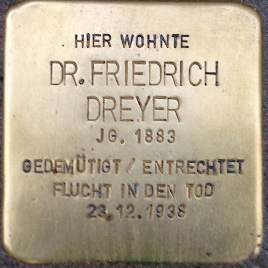 Stolperstein dedicated to Friedrich Dreyer