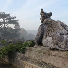 Pair of sphinxes flanking steps on east side of terrace at Trent Park