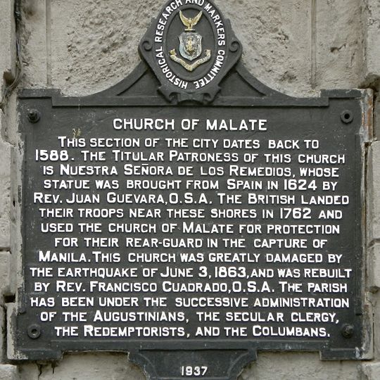Church of Malate historical marker