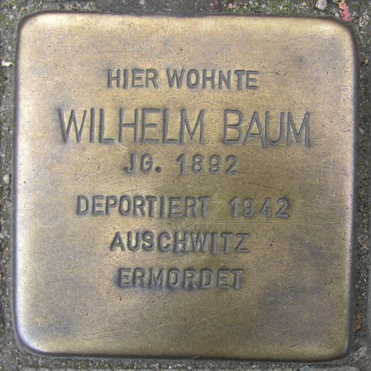 Stolperstein dedicated to Wilhelm Baum