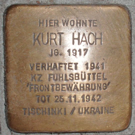 Stolperstein à la mémoire de Kurt Hach