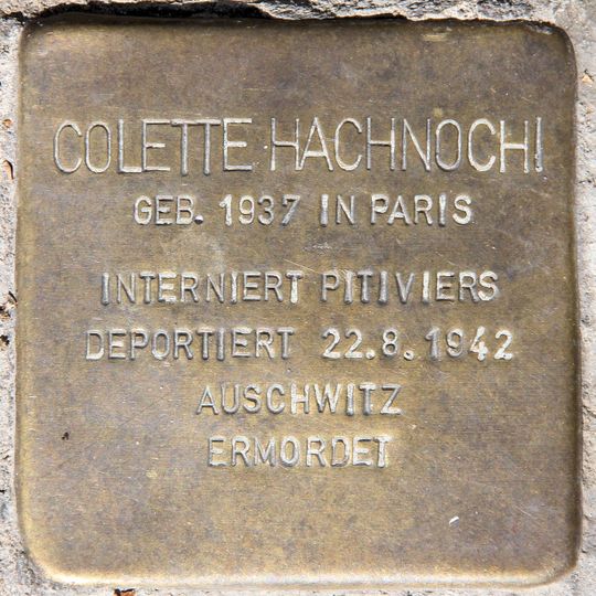 Stolperstein dedicated to Colette Hachnochi