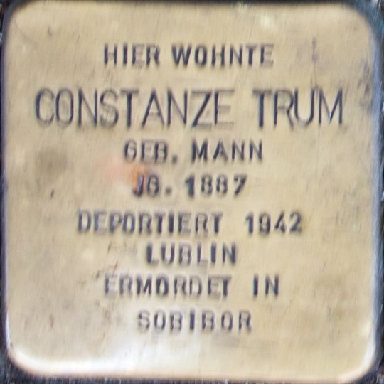 Stolperstein dedicated to Constanze Trum geb. Mann
