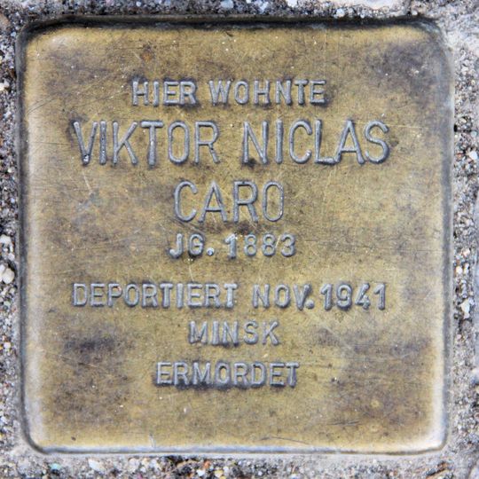 Stolperstein dedicated to Viktor Niclas Caro