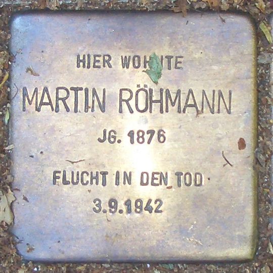 Stolperstein dedicated to Martin Röhmann