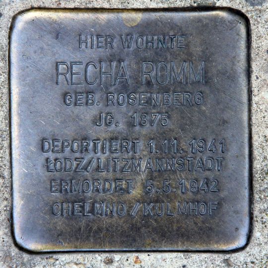 Stolperstein dedicated to Recha Romm