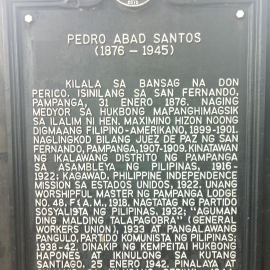 Pedro Abad Santos historical marker