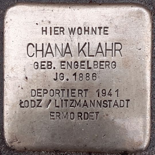Stolperstein en memoria de Chana Klahr