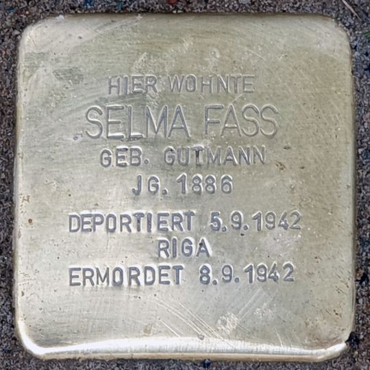 Stolperstein dedicated to Selma Fass