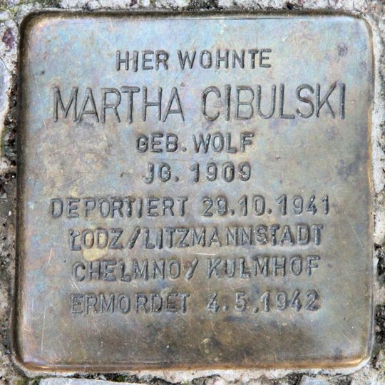 Stolperstein à la mémoire de Martha Cibulski